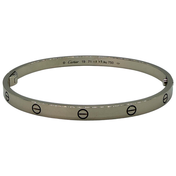 Cartier 18K White Gold Love Bracelet Sz 19 Medium Model Box Hinge 2024 29.4g - Picture 7 of 14